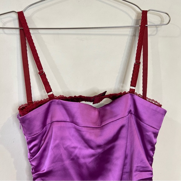 GUIZIO Danielle Ruched Satin mini Dress in orchid size medium - Picture 12 of 12